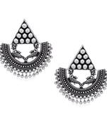 Sukkhi Gleaming Oxidised Peacock Chandbali Earring for Women