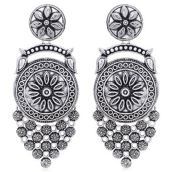 Sukkhi Eye Catchy Oxidised Floral Chandelier Earring for Women 1