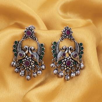 Sukkhi Classic Oxidised Floral Peacock Chandbali Earring for Women 3