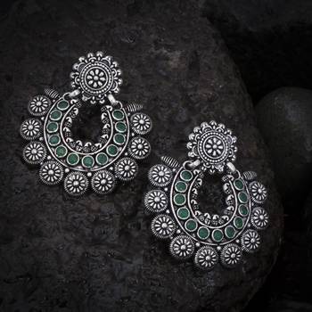 Sukkhi Delicate Oxidised Floral Chandbali Earring for Women 2
