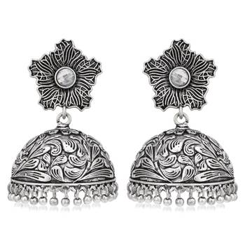 Sukkhi Incredible Oxidised Floral Jhumki Earring for Women 1