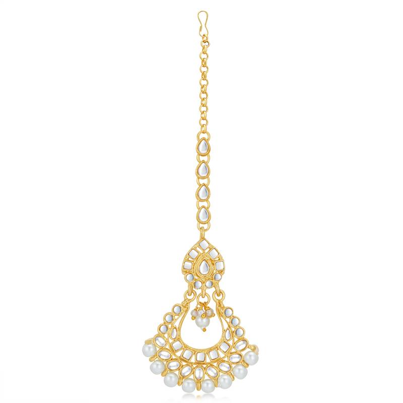 Sukkhi Stunning Kundan Gold Plated Pearl Choker Necklace Set for Women