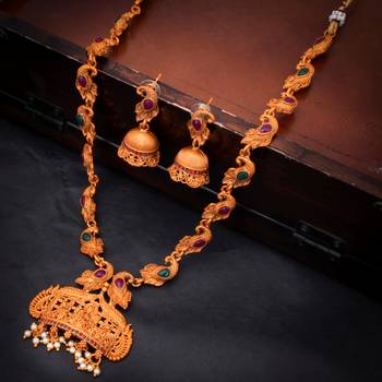 Sukkhi Adorable Gold Plated Temple Jewellery Goddess Long Haram Necklace Set for Women 2