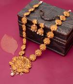 Sukkhi Classic Gold Plated Temple Jewellery Goddess Long Haram Necklace Set for Women