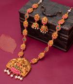 Sukkhi Exclusive Gold Plated Temple Jewellery Goddess Long Haram Necklace Set for Women