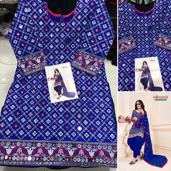Blue embroidered cotton silk salwar 2