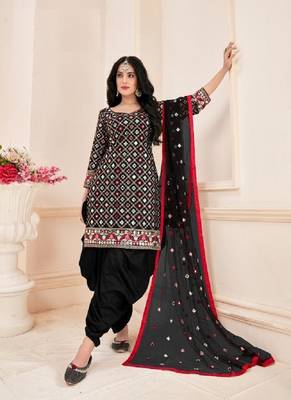Black embroidered cotton silk salwar 1