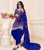 Blue embroidered cotton silk salwar