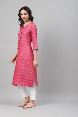 Pink printed rayon kurtas-and-kurtis 4