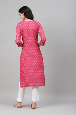 Pink printed rayon kurtas-and-kurtis 5