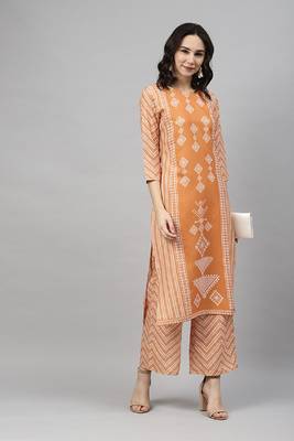 Mustard printed rayon kurtas-and-kurtis 5