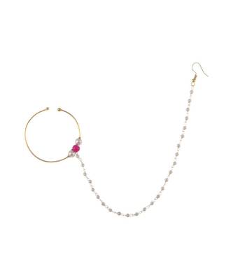 Pearl and Stone Nose Ring 1