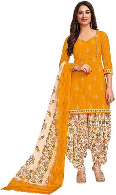 Yellow Printed Crepe Salwar Unstitched 2