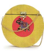 Anekaant Gala Yellow & Gold Wood & Resin Printed Box Clutch