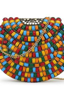 Anekaant Jewel Gold & Multi Metal Mosiac Box Clutch