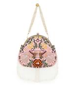 Anekaant Pochette Peach & Multi Faux Silk Embellished & Embroidered Purse Clutch