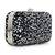 Anekaant Quill Black & Silver Velvet Sequined Box Clutch