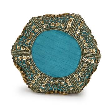 Anekaant Lotus Green & Gold Faux Silk Embellished Potli 5