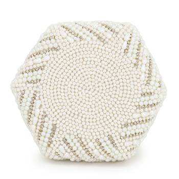 Anekaant Lotus White & Gold Faux Silk Embellished Potli 5