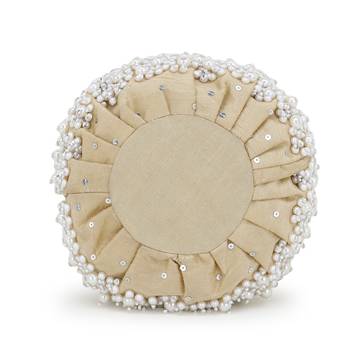 Anekaant Dangle Nude & Pearl Faux Silk Embellished Potli 5