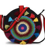 Anekaant Gotia Black & Multi Canvas Crotia Patch Sling Bag
