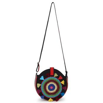 Anekaant Gotia Black & Multi Canvas Crotia Patch Sling Bag 2
