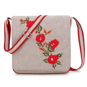 Anekaant  Natural & Multi Canvas Embroidered Sling Bag 1