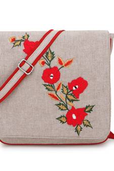 Anekaant  Natural & Multi Canvas Embroidered Sling Bag