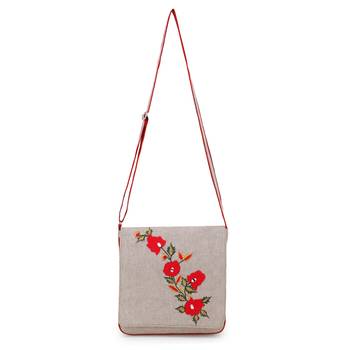 Anekaant  Natural & Multi Canvas Embroidered Sling Bag 2