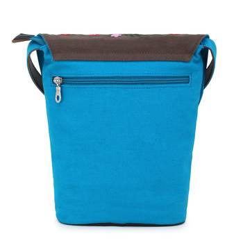 Anekaant  Blue & Multi Canvas Embroidered Sling Bag 4