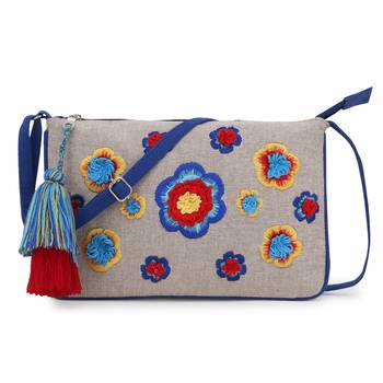 Anekaant  Natural & Multi Canvas Embroidered Sling Bag 1