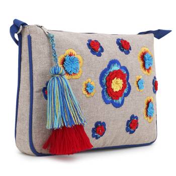 Anekaant  Natural & Multi Canvas Embroidered Sling Bag 3
