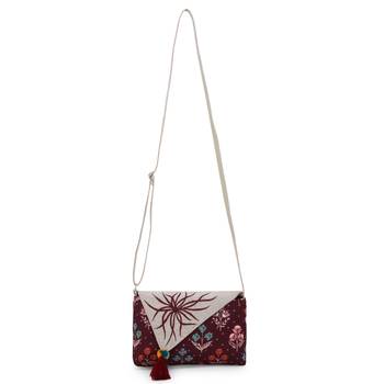 Anekaant Wine & Multi Canvas Floral Printed Sling Bag 2
