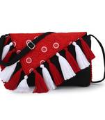 Anekaant Black & Red Canvas Printed Sling Bag
