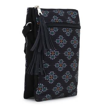 Black & Multi Canvas Ethnic Motifs Sling Bag 3