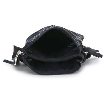 Black & Multi Canvas Ethnic Motifs Sling Bag 5