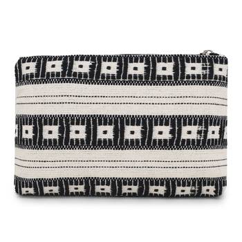 Anekaant Black & White Cotton Canvas Striped Travel Accessory Bag 3