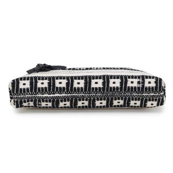 Anekaant Black & White Cotton Canvas Striped Travel Accessory Bag 5
