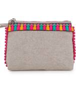 Anekaant Natural & Multi Cotton Canvas Solid Travel Accessory Bag