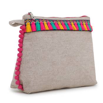 Anekaant Natural & Multi Cotton Canvas Solid Travel Accessory Bag 2