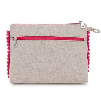 Anekaant Natural & Multi Cotton Canvas Solid Travel Accessory Bag 3
