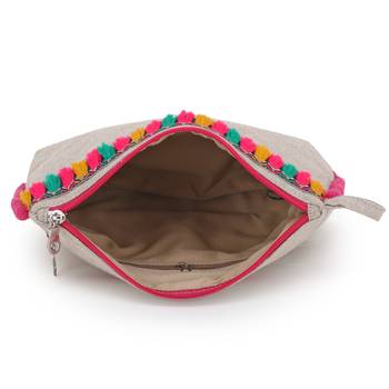 Anekaant Natural & Multi Cotton Canvas Solid Travel Accessory Bag 4