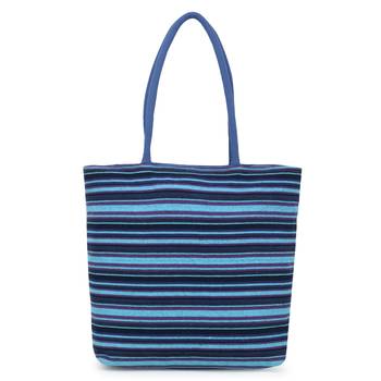  Blue & Black Jute Textured & Striped Handbag 3