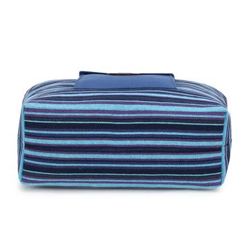  Blue & Black Jute Textured & Striped Handbag 5