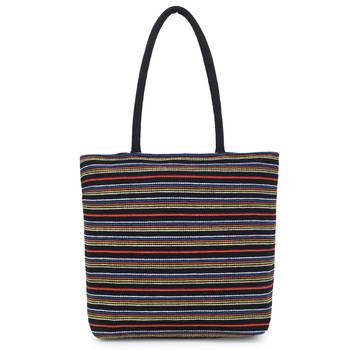 Anekaant  Black & Multi Jute Textured & Striped Handbag 3
