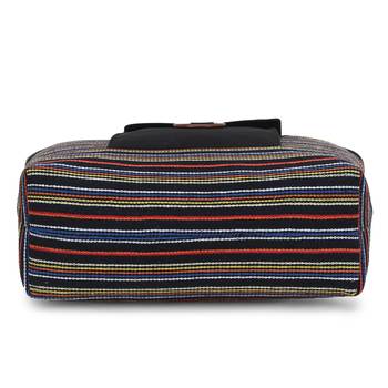 Anekaant  Black & Multi Jute Textured & Striped Handbag 5