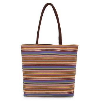 Anekaant  Brown & Multi Jute Textured & Striped Handbag 3