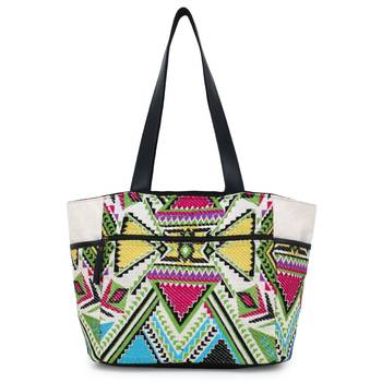 Anekaant  Natural & Multi Jacquard & Fabric Geometric Embellished Handbag 3