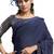 Navy blue embroidered velvet saree with blouse
