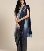 VASTRANAND Navy Blue Embellished Poly Silk Saree